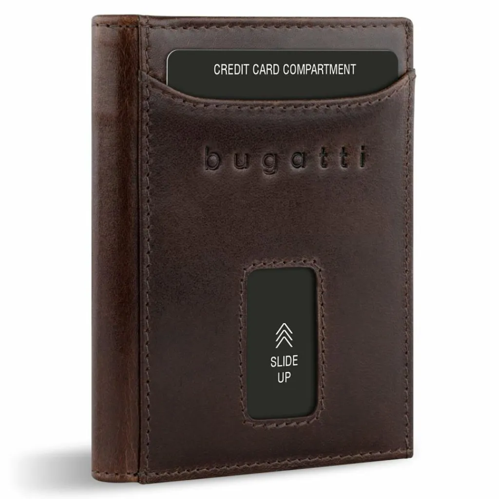 bugatti Herrengeldbörsen Hochformat<Secure Slim Geldbörse RFID Schutz Leder 8 cm braun