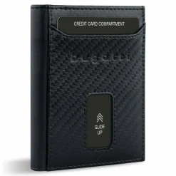 bugatti Herrengeldbörsen Hochformat<Secure Slim Geldbörse RFID Schutz Leder 8 cm schwarz