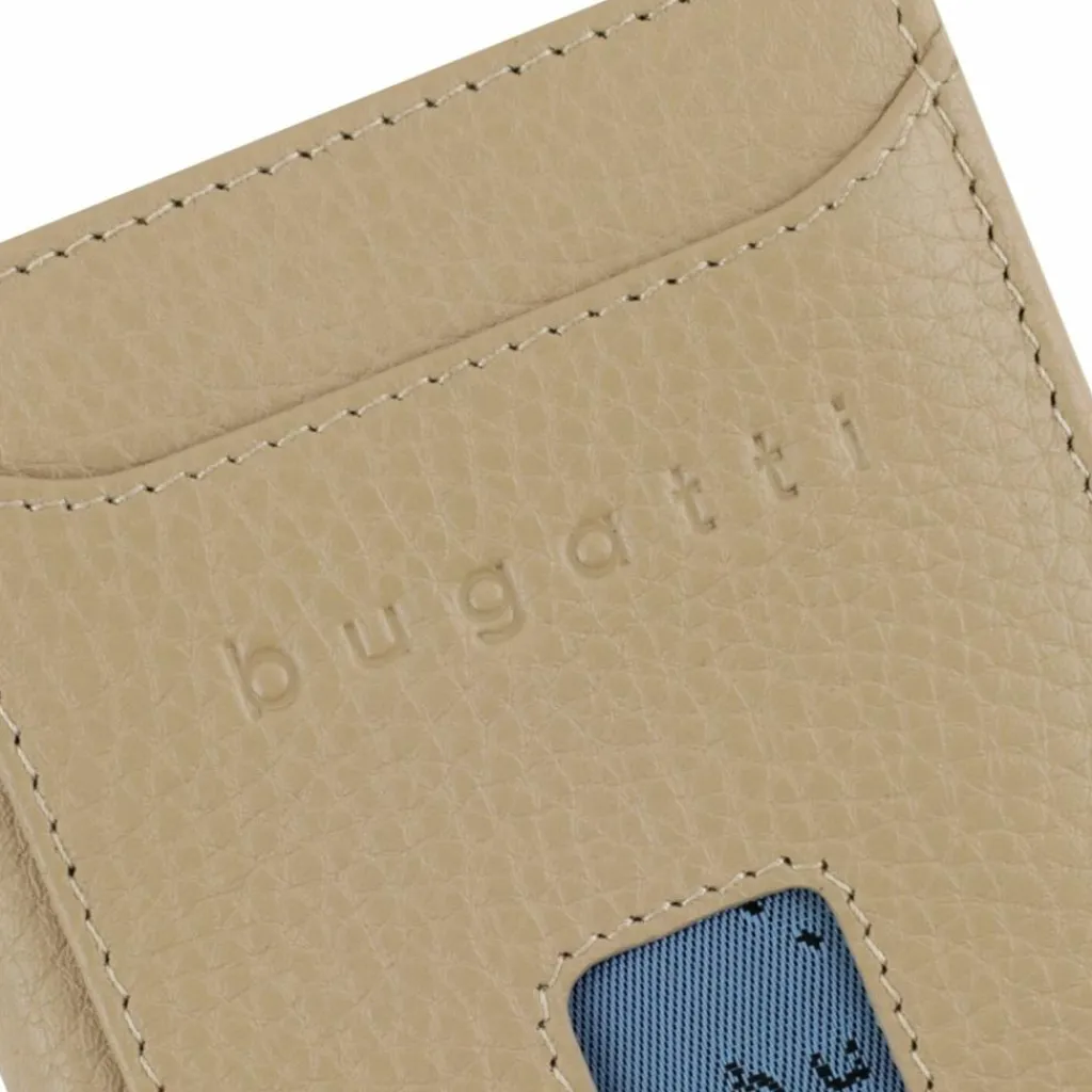 Discount bugatti Secure Slim Geldbörse RFID Schutz Leder 8 cm beige