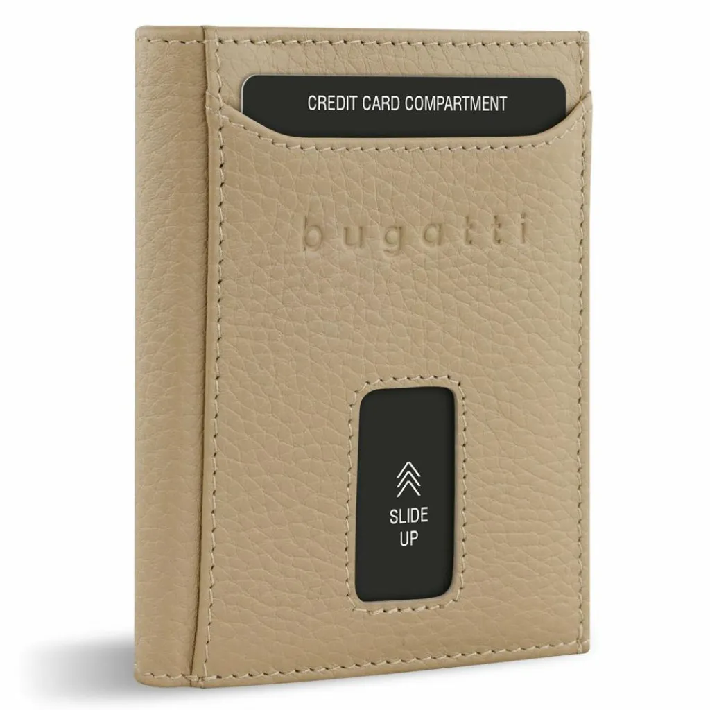 bugatti Herrengeldbörsen Hochformat<Secure Slim Geldbörse RFID Schutz Leder 8 cm beige