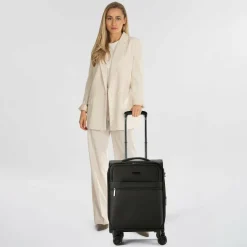 bugatti Weichgepäck Kabinengepäck|4-Rollen Kabinentrolleys<Valencia Soft 4 Rollen Kabinentrolley S 55 cm mit Dehnfalte black