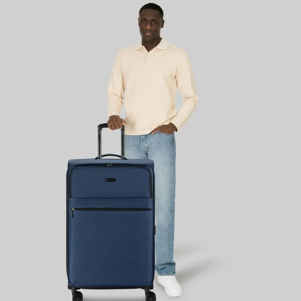 bugatti Weichgepäck|4-Rollen Koffer<Valencia Soft 4 Rollen Trolley L 75 cm mit Dehnfalte navy