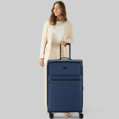 bugatti Weichgepäck|4-Rollen Koffer<Valencia Soft 4 Rollen Trolley L 75 cm mit Dehnfalte navy