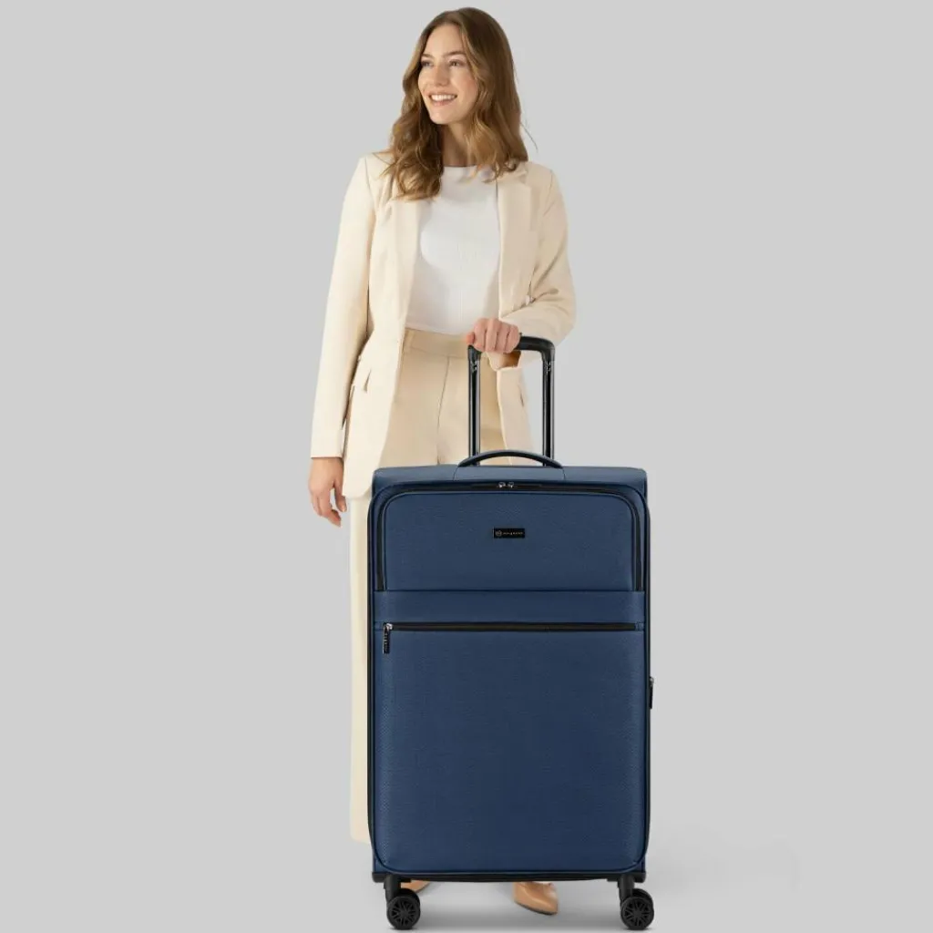 bugatti Weichgepäck|4-Rollen Koffer<Valencia Soft 4 Rollen Trolley L 75 cm mit Dehnfalte navy