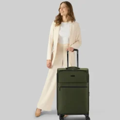 bugatti Weichgepäck|4-Rollen Koffer<Valencia Soft 4 Rollen Trolley M 65 cm mit Dehnfalte olive