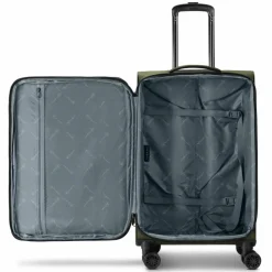 bugatti Weichgepäck|4-Rollen Koffer<Valencia Soft 4 Rollen Trolley M 65 cm mit Dehnfalte olive