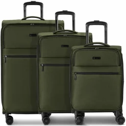 bugatti Koffersets Als Weichgepäck|Koffersets 3-Teilig<Valencia Soft 4 Rollen Kofferset 3-teilig mit Dehnfalte olive