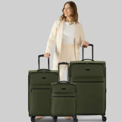 bugatti Koffersets Als Weichgepäck|Koffersets 3-Teilig<Valencia Soft 4 Rollen Kofferset 3-teilig mit Dehnfalte olive