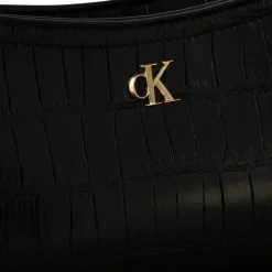 Calvin Klein Schultertaschen|Henkeltaschen<CK Croc Schultertasche 27 cm black