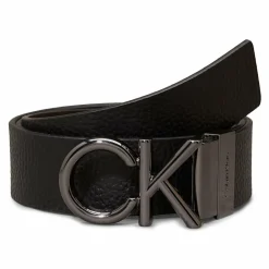 Outlet Calvin Klein CK Metal Bombe Gürtel Leder ck black pebble