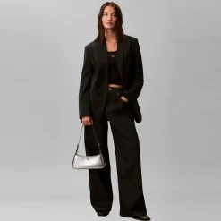 New Calvin Klein CK Metallic Schultertasche 27 cm silver metallic