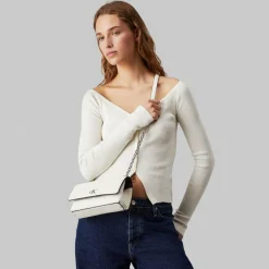 Outlet Calvin Klein Jeans Minimal Monogram Umhängetasche 21 cm creamy white