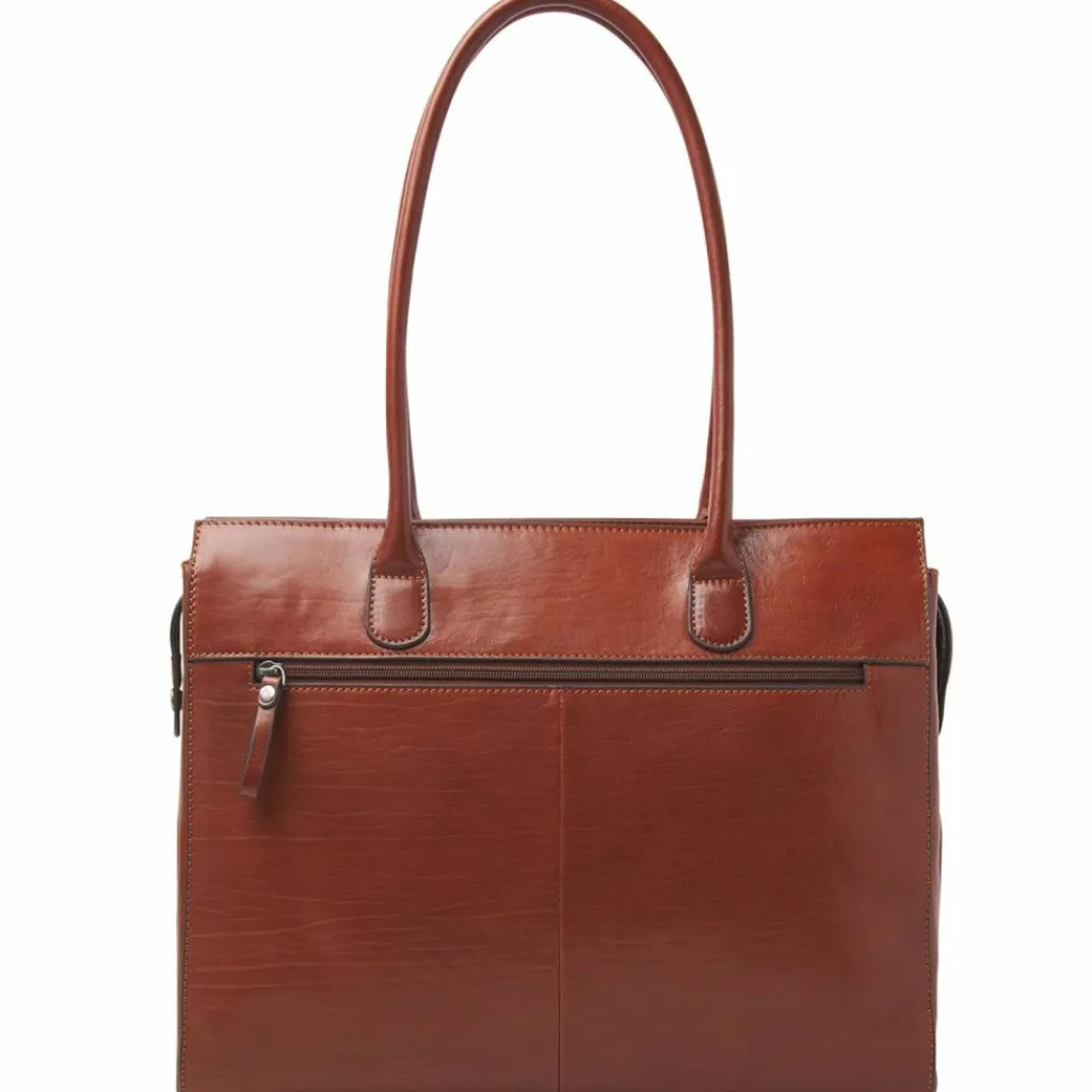 Castelijn & Beerens Schultertaschen|Henkeltaschen<Ellen Schultertasche Leder 40 cm Laptopfach cognac