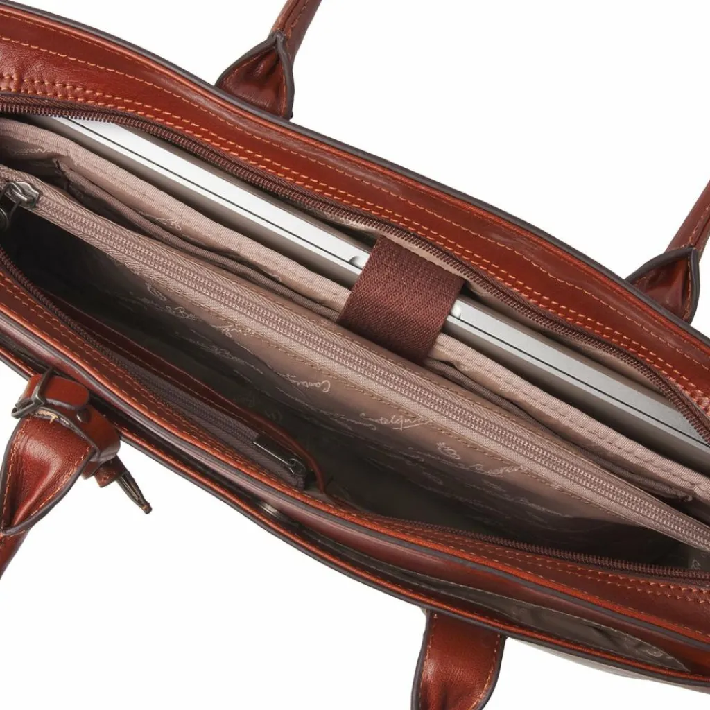 Castelijn & Beerens Schultertaschen|Henkeltaschen<Ellen Schultertasche Leder 40 cm Laptopfach cognac