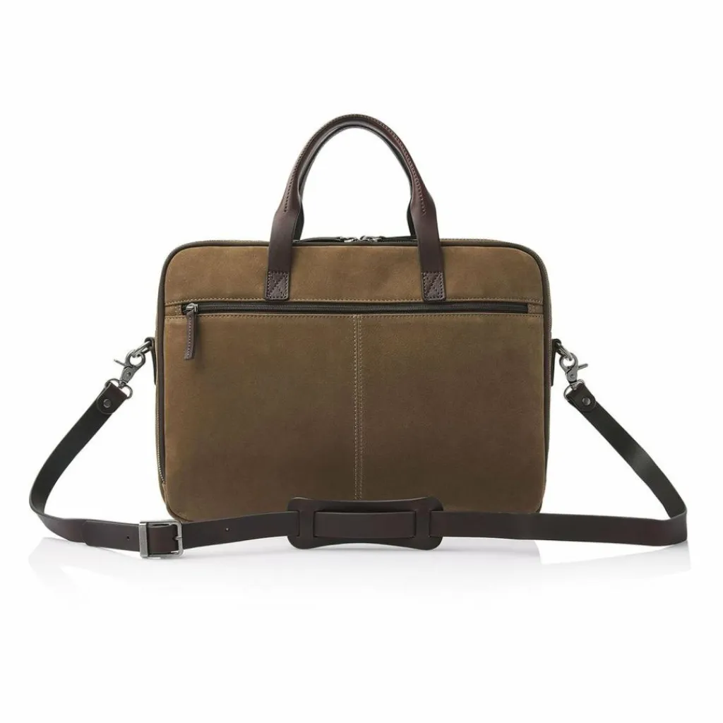 Clearance Castelijn & Beerens Nubuck Aktentasche Leder 41 cm Laptopfach taupe