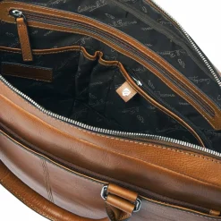 Castelijn & Beerens Laptoptaschen|Aktentaschen<Peter Aktentasche RFID Schutz Leder 40 cm Laptopfach light brown