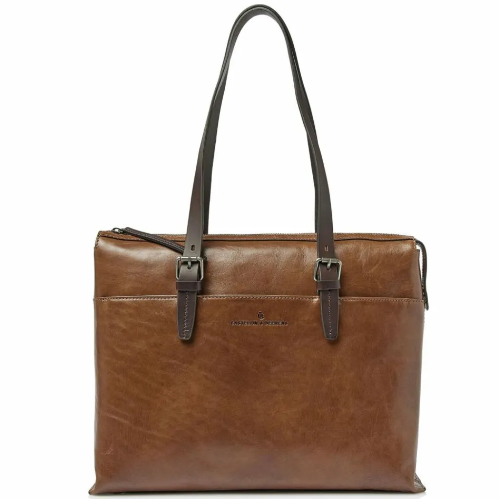 Castelijn & Beerens Schultertaschen<Rien Schultertasche RFID Schutz Leder 40 cm Laptopfach cognac2