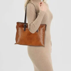 Castelijn & Beerens Schultertaschen<Rien Schultertasche RFID Schutz Leder 40 cm Laptopfach cognac2