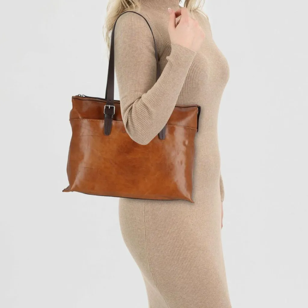 Castelijn & Beerens Schultertaschen<Rien Schultertasche RFID Schutz Leder 40 cm Laptopfach cognac2