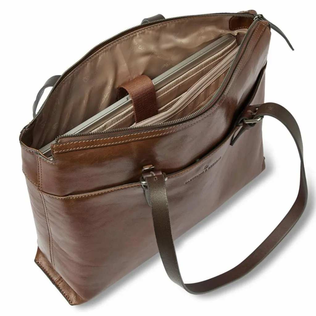 Castelijn & Beerens Schultertaschen<Rien Schultertasche RFID Schutz Leder 40 cm Laptopfach cognac2