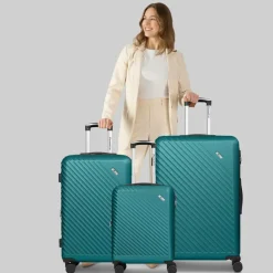 Hot Check.In Paradise 2.0 4 Rollen Kofferset 3-teilig mit Dehnfalte smaragd green