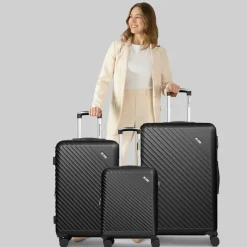 Check.In Koffersets 3-Teilig|Koffersets Als Hartgepäck<Paradise 2.0 4 Rollen Kofferset 3-teilig mit Dehnfalte black