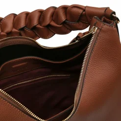 Coccinelle Henkeltaschen|Schultertaschen<Boheme Schultertasche Leder 34 cm cognac-noir