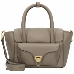 Outlet Coccinelle Double Beat Schultertasche Leder 21 cm warm taupe