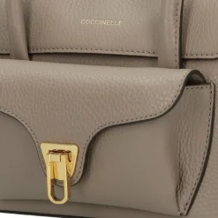 Outlet Coccinelle Double Beat Schultertasche Leder 21 cm warm taupe