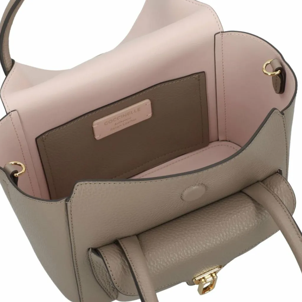 Outlet Coccinelle Double Beat Schultertasche Leder 21 cm warm taupe