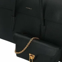 New Coccinelle Double Beat Shopper Tasche Leder 47 cm noir