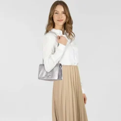 New Coccinelle Dulse Schultertasche Leder 19 cm steel