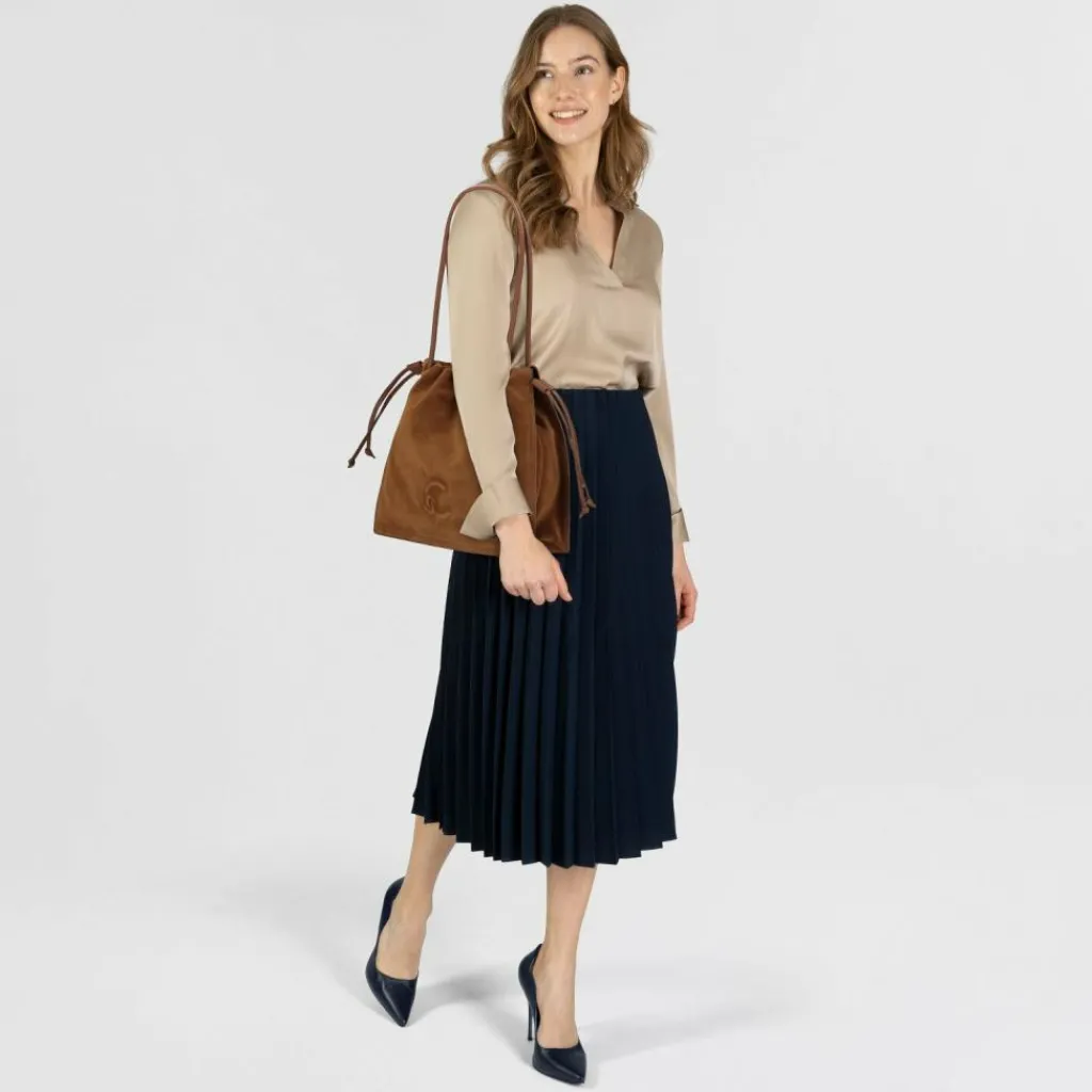 Coccinelle Henkeltaschen|Schultertaschen<Dulse Schultertasche Leder 31 cm cognac