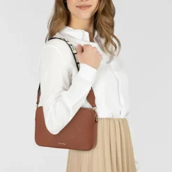 Discount Coccinelle Teb Schultertasche Leder 25 cm cognac