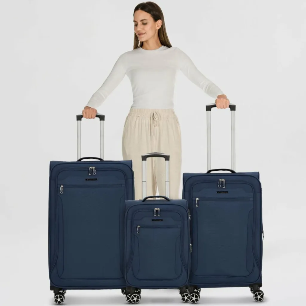 Cocoono Koffersets Als Weichgepäck|Koffersets 3-Teilig<Monterrey 4 Rollen Kofferset 3-teilig mit Dehnfalte navy