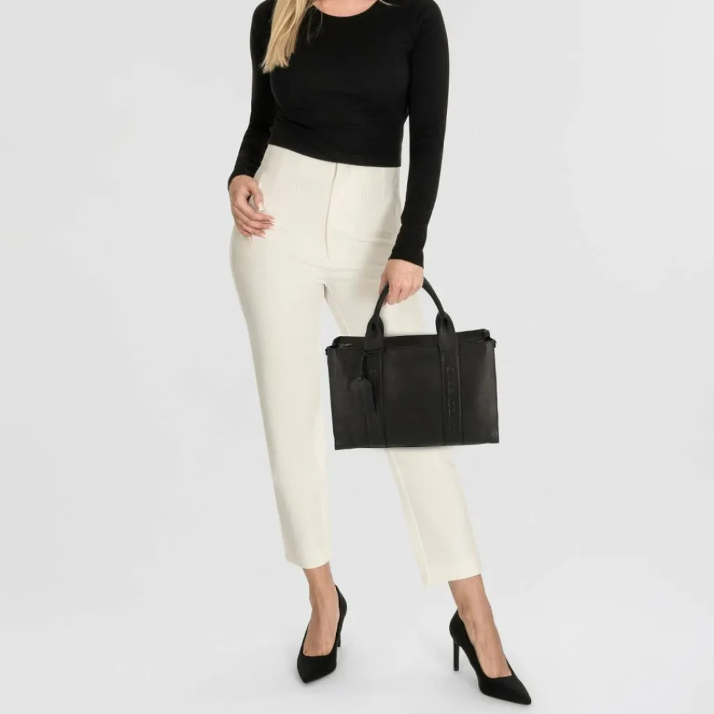 Cowboysbag Schultertaschen<Oily Cow Schultertasche Leder 37 cm black