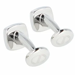 Outlet Davidoff Essentials Manschettenknöpfe Messing 1 cm silber-schwarz