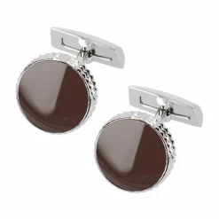 Davidoff Manschettenknöpfe<Paris Manschettenknöpfe Messing 1,8 cm chrome lack braun poliert