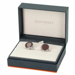 Davidoff Manschettenknöpfe<Paris Manschettenknöpfe Messing 1,8 cm chrome lack braun poliert