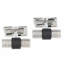 Hot Davidoff Paris Manschettenknöpfe Messing 2 cm silber-schwarz