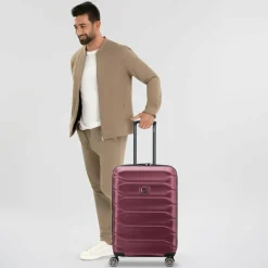 Delsey Paris Hartgepäck|4-Rollen Koffer<Meteor 4 Rollen Trolley 68 cm mit Dehnfalte bordeaux