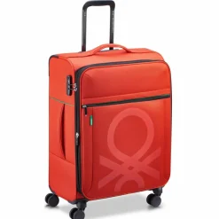 Delsey Paris Weichgepäck Kabinengepäck|4-Rollen Kabinentrolleys<x United Colors of Benetton Color Bock 4-Rollen Trolley 67 cm mit Dehnfalte red