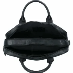 Outlet Dermata Aktentasche Leder 40 cm Laptopfach schwarz