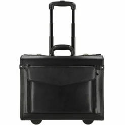 Dermata Pilotenkoffer|Laptoptaschen<2-Rollen Pilotentrolley Leder 45,5 cm Laptopfach schwarz