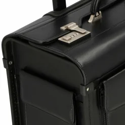 Dermata Pilotenkoffer|Laptoptaschen<2-Rollen Pilotentrolley Leder 45,5 cm Laptopfach schwarz