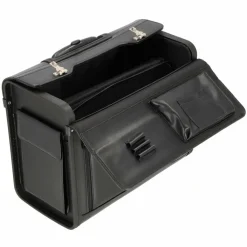 Dermata Pilotenkoffer|Laptoptaschen<2-Rollen Pilotentrolley Leder 45,5 cm Laptopfach schwarz