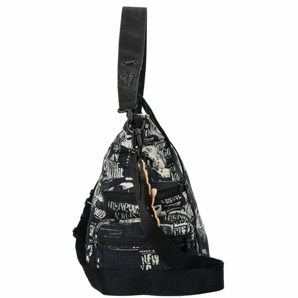 Sale Desigual Newspaper Arica Schultertasche 30 cm schwarz
