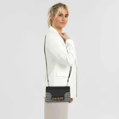 DKNY Umhängetaschen<Avril Umhängetasche Leder 19 cm bk logo-bk