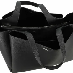 Hot DKNY Willa Shopper Tasche Leder 37 cm black-silver