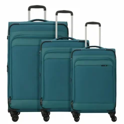 Online d&n Travel Line 9504 4 Rollen Kofferset 3-teilig mit Dehnfalte petrol